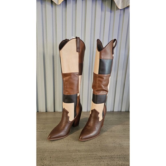 Steve Madden Real Leather Patchwork Western Boots Women’s NWOT Size 7 - Picture 4 of 10